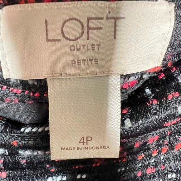 Loft sz 4 petite 4P Black & red tweed straight pencil business casual skirt B112 - Picture 3 of 5